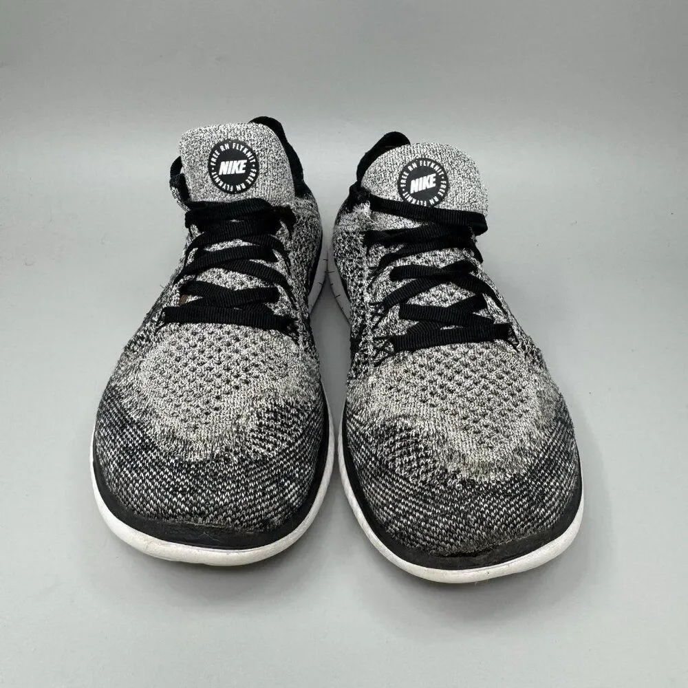 Nike Free RN Flyknit Shoes Womens Size 7.5 Black White Oreo Running 942839-101